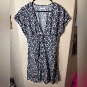Marine Layer Floral Button Front Mini Dress Tencel Lyocell V Neck Size M